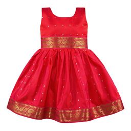 Wish Karo Girls Ethnic Motifs Satin Dress-picture-23