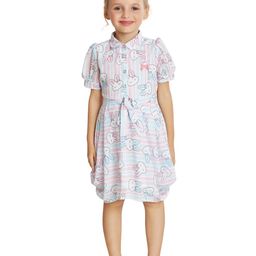 Peppermint Girls Conversational Printed Satin Shirt Dress-image-25