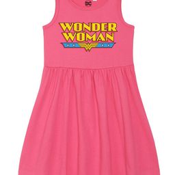 DC by Wear Your Mind Girls Pink Printed Cotton A-Line Dress-image-64