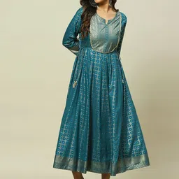 Rangriti Ethnic Motifs Printed Fit & Flare Ethnic Maxi Dress-image-33