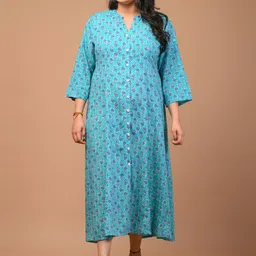 Swasti Plus Size Ethnic Motifs Printed A-Line Midi Ethnic Dress-picture-9