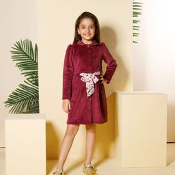 Peppermint Girls Velvet Long Sleeves A-Line Dress-29