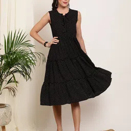 KALINI Geometric Printed Sleeveless Tired Liva A-Line Midi Dress-image-46