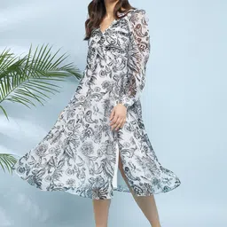 Antheaa Floral Printed A-Line Midi Dress-picture-22