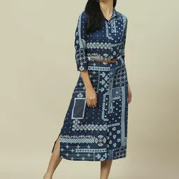 Rangriti Ethnic Motifs Printed A-Line Midi Dress-image-71