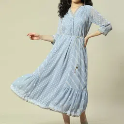 Rangriti Ethnic Motifs Printed A-Line Midi Dress-image-15