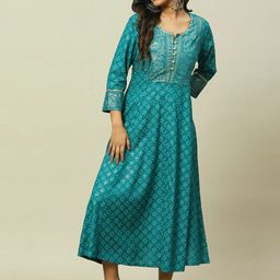 Rangriti Ethnic Motifs Printed A-Line Midi Dress-picture-28