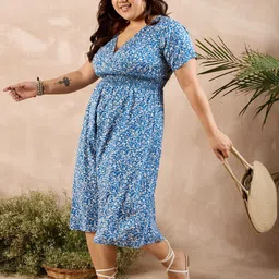 Berrylush Curve Floral Print A-Line Midi Dress-23