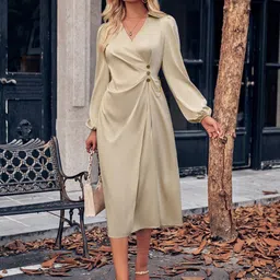 StyleCast Spread Collar Puff Sleeves A-Line Midi Dress-picture-24