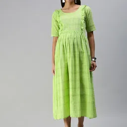 Swishchick Gathered Cotton Maternity A-Line Dress-image-65