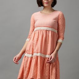 SHOWOFFWomen Self Design Knee Length A-Line Midi Dress-image-38