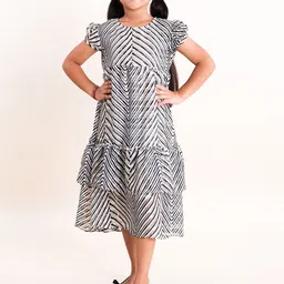 KiddoPanti Striped Georgette A-Line Midi Dress-picture-50