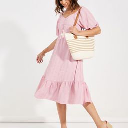 Styli Women Puff Sleeves A-Line Midi Dress-image-13