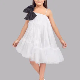 Pink Chick White Net A-Line Midi Dress-15