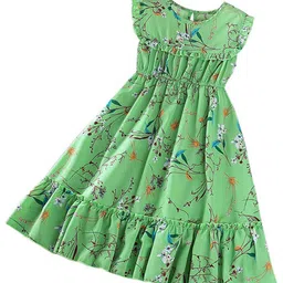 StyleCast Green Girls Floral Printed Ruffles & Tiered Detail Fit and Flare Midi Dress-image-35
