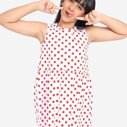 BONKIDS Girls Polka Dot Printed Sleeveless Cotton A-Line Dress-image-55