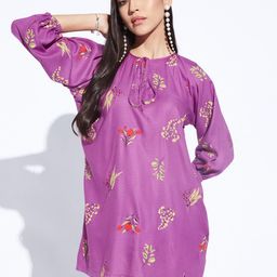 DEPANO Floral Printed Tie-Up Neck Puff Sleeves Georgette A-Line Mini Dress-image-32