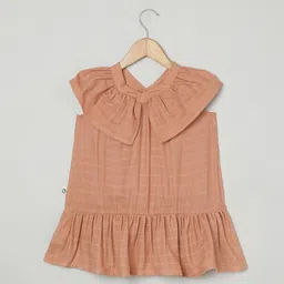 cocoon care Girls Checked V-Neck Gathered A-Line Mini Dress-58