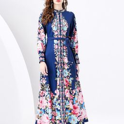 JC Collection Floral Printed Mandarin Collar Maxi Dress-image-28