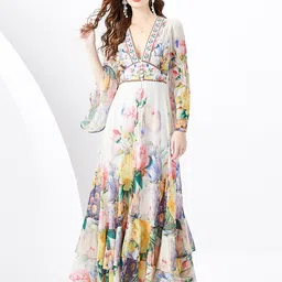 JC Collection Floral Printed Bell Sleeves Maxi Dress-picture-10