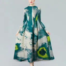 JC Collection Abstract Printed Boat Neck Maxi Dress-image-2