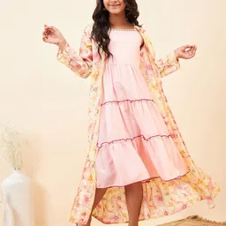 Stylo Bug Girls Square Neck A-Line Dress With Jacket-image-73