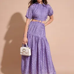 Tokyo Talkies Round Neck Floral Print Maxi Dress-image-42