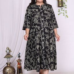 Swasti Plus Size Floral Printed Fit and Flare Midi Dress-10