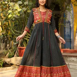 Juniper Women Ethnic Motifs Print Maxi Dress-image-10