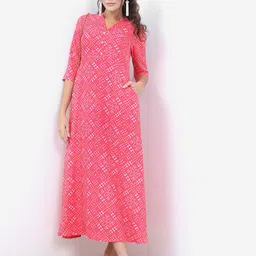 Vishudh Pink Bandhani Printed A-Line Maxi Ethnic Dress-picture-18