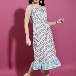 Vishudh Ethnic motifs Printed Empire Midi Dress-image-77