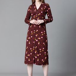 Oxolloxo Floral Printed Shirt Collar Shirt Dress-picture-47
