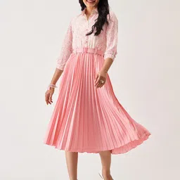 AASK Floral Printed Crepe Midi Dress-image-8
