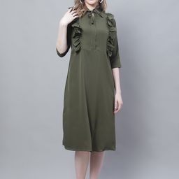 Enchanted Drapes Tie Up Neck Crepe A-Line Midi Dress-picture-50