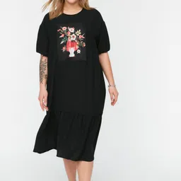 Trendyol Floral Printed Round Neck A-Line Midi Dress-picture-46