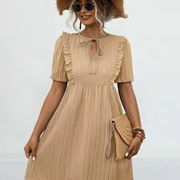 StyleCast x Revolte Tie-Up Neck PLeated Fit & Flare Dress-picture-4