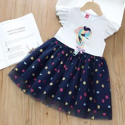YK Girls Geometric Printed Cotton Fit & Flare Dress-image-62