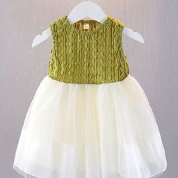 YK Girls Self Design Fit & Flare Dress-98