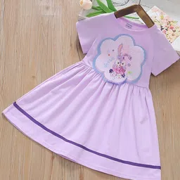 YK Girls Cotton Round Neck Fit & Flare Dress-picture-0