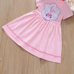 YK Girls Cotton Round Neck Fit & Flare Dress-picture-2