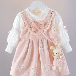 YK Girls Cotton Self Design Fit & Flare Dress-image-58