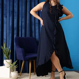 CURVY STREET Plus Size Round Neck Ruffles Fit & Flare Dress-picture-26