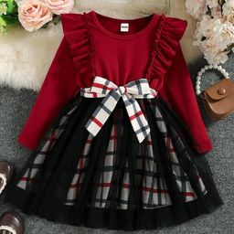 BAESD Girls Printed Round Neck Long Sleeves Fit & Flare Dress-image-90