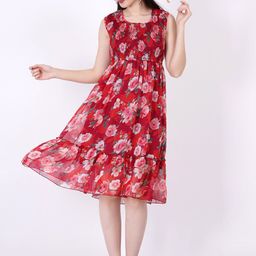 Tulip Eden Floral Print Chiffon Fit & Flare Dress-picture-35