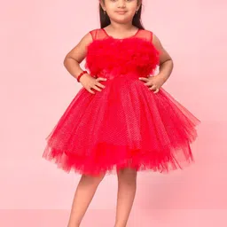 BAESD Girls Round Neck Ruffles Fit & Flare Dress-picture-36