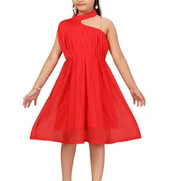 BAESD Girls Halter Neck Sleeveless Gathered Detail Fit & Flare Party Dress-image-29
