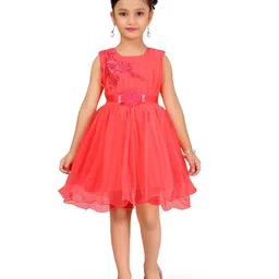 BAESD Girls Sleeveless Net Fit & Flare Dress-image-36