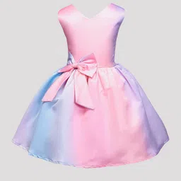 The Magic Wand Girls Abstract Printed Bow Detail Net Fit & Flare Dress-image-54