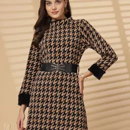 Juelle Women Printed Woollen Jumper Dress-image-33