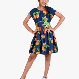 TALES & STORIES Girls Conversational Printed Bow Detailed Fit & Flare Dress-image-97